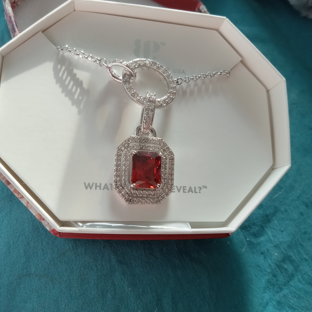 Elegant Silver and Red Pendant Necklace